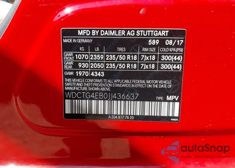 2018 Mercedes-Benz Gla 250 from USA, damaged, VIN WDCTG4EB0JJ436637